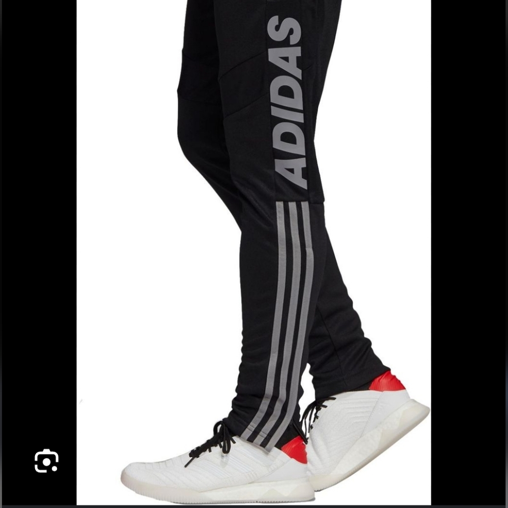 Adidas Black Joggers with Gray Stripes